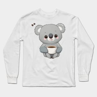 cute koala bear with coffee Long Sleeve T-Shirt